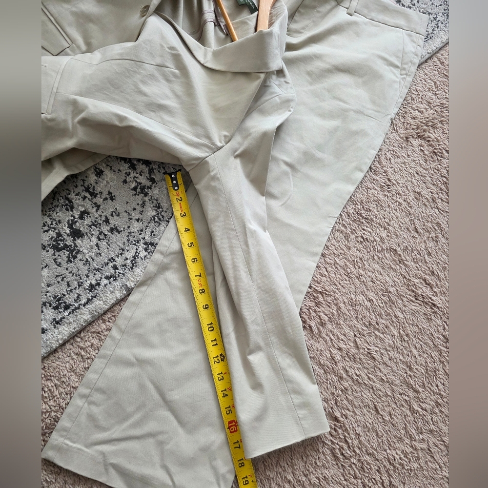 Eddie Bauer Pant Blazer Suit Set Womens 12 Cream Cotton Blend Preppy Academia - Picture 5 of 12